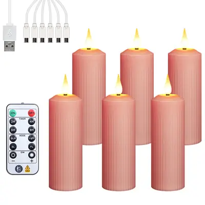 USB Rechargeable Waterproof LED Pillar Candle with Remote Control - 11