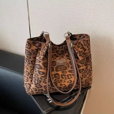 Retro Leopard Print Large-Capacity Women's Shoulder Bag - 4