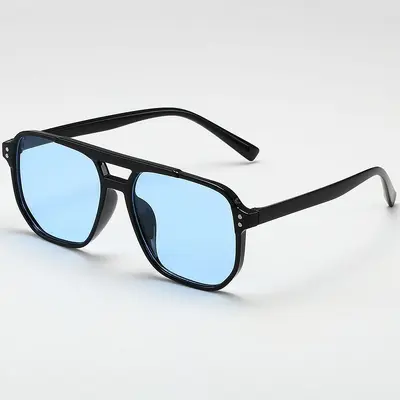 Retro-Sonnenbrille mit Doppelsteg und großem Rahmen - 4