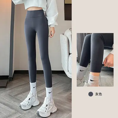 Kadın Tüylü Yüksek Bel Astarlı Yoga Taytı Kalın Sıcak Tutan Sonbahar Kış - 8