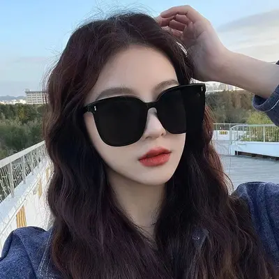 Large-Frame Sunglasses, Street Style, Vertical Stud Design - 4