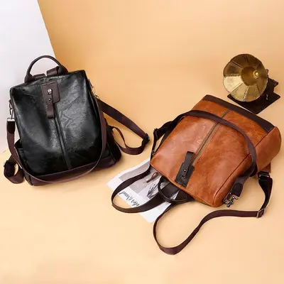 Women's PU Leather Backpack, Anti-Theft, Large Capacity Business Bag - 3