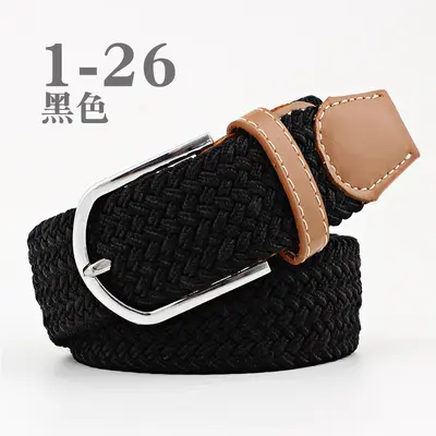 Popular online women's canvas belt men's elastic belt casual elastic woven needle buckle belt wholesale - 7
