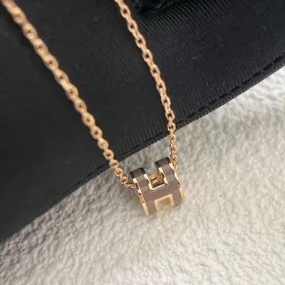 Aijia Mini H Letter Necklace 18K Gold Plated Enamel Collarbone Chain - 12