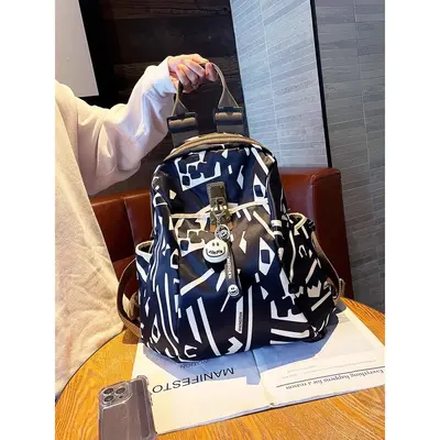 Printed Large Capacity Women's Backpack, Oxford Fabric, Travel - 6