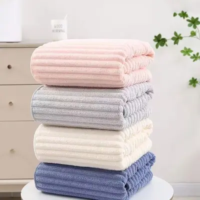 Şeker Çubuğu Mercan Polar Havlu Banyo Havlusu Saç Kurutma Şapkası Set Hediye Havlusu El Sanatı Havlusu Tiktok Aynı Stil Toptan