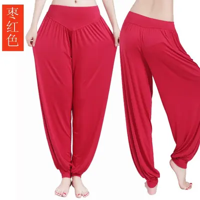 Loose Modal Yoga Pants with Cuffs for Dance and Tai Chi - 4