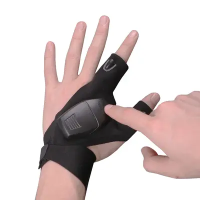 LED Lighted Fishing Gloves Half Finger for Winter Outdoor Use - 13