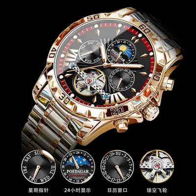 Schweizer Marke wasserdichte neue vollautomatische mechanische Herrenuhr Live-Shopping Außenhandel heißes Modell Dropshipping