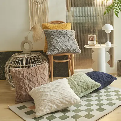 Sofa-Kissenbezug Plüsch geometrisch 3D-Kissen Sitzkissen Bezug Nackenkissen Kissenbezug Jacquard-Samt gestreifter Kissenbezug
