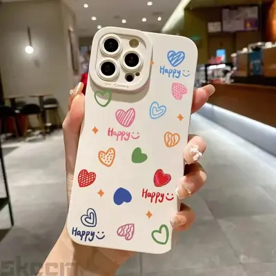 iPhone 15 Pro Max, Apple 14, 13, 12, 11 uyumlu renkli kalp desenli şık ve yaratıcı telefon kılıfı - 10