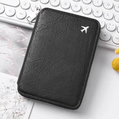 Sınır ötesi fermuarlı belge pasaport çantası büyük kapasiteli bilet saklama kart çantası baskılı LOGO moda seyahat pasaportluk