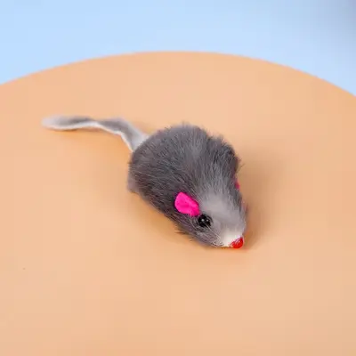 Simulated Plush Mouse Cat Toy with Rabbit Fur, Interactive Chew - 8