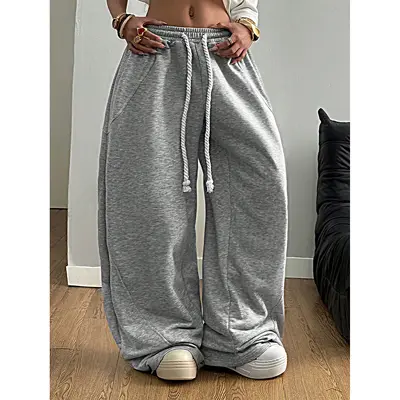 Women's Loose Wide-Leg Casual Trousers, Drape Fit, Long