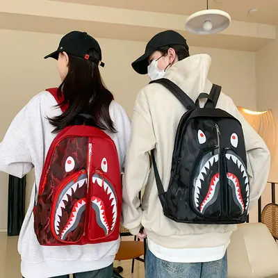 Unisex Daily Backpack with Graffiti Print for High School Students