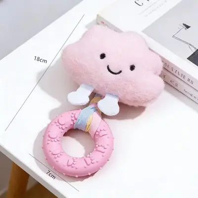 Plush Squeaky Chew Ring Dog Toy, Durable Bite-Resistant for Puppies - 8