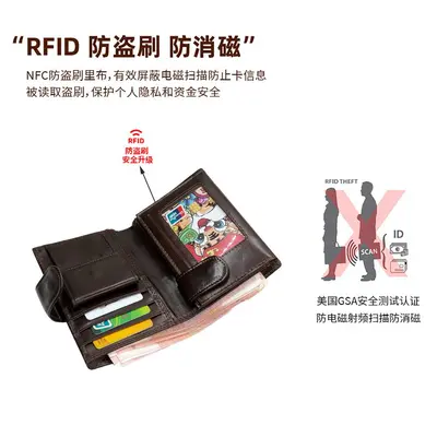 Genuine Leather Men's Wallet, Retro Multi-Slot, RFID Anti-Theft, Large Capacity - 4