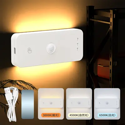 Round USB Rechargeable LED Night Light with Motion Sensor and Side Light