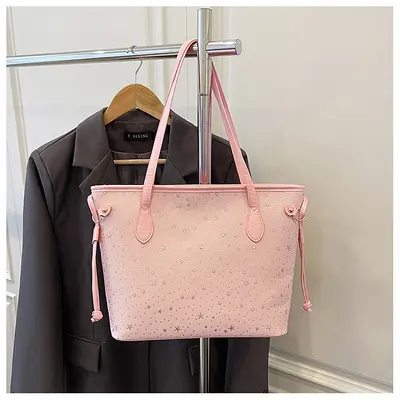 Korean Style Large-Capacity Women's Tote Bag with Star Design, Single Shoulder - 11