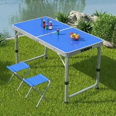 Foldable Portable Outdoor Dining Table with Adjustable Height