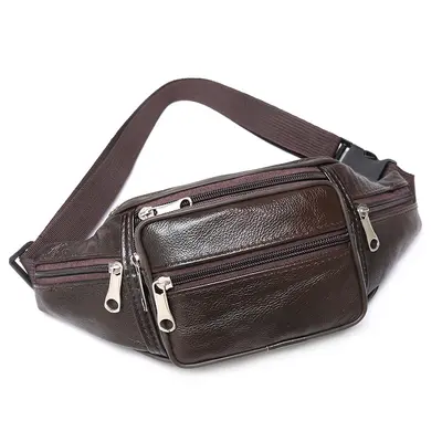 Men's Waist Bag, PU Leather Chest Bag, Multifunctional Outdoor Running Phone Bag - 8