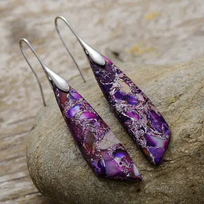 Grenzüberschreitende neue Stil Bohème Imperium Stein geometrische Halskette Ohrringe Europa und Amerika beliebter natürlicher Stein Schmuck Schmuck Großhandel - 12