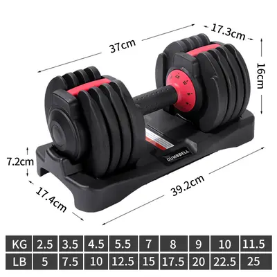 9 Seviye Ayarlanabilir İç Dönerli Kavrama Dumbbells Seti 11.5 kg Orta Ayarlı 25 lb Çapraz Sınır - 4