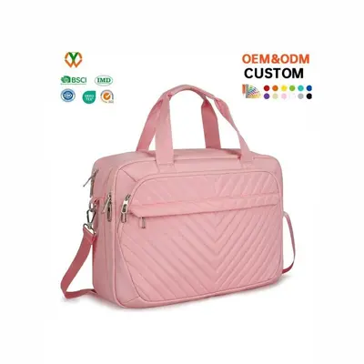 Pembe İş Tipi Taşınabilir Laptop Çantası, Büyük Hacim, Su Geçirmez Naylon