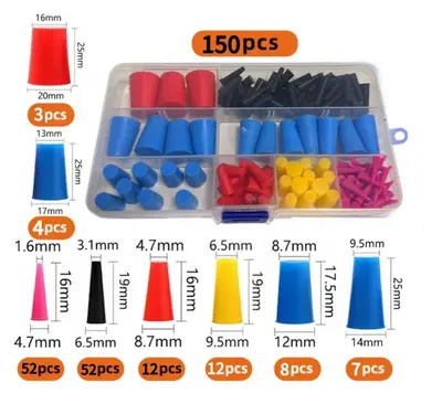 Silicone Plug Set, Conical, Colored, Hole Protection - 12