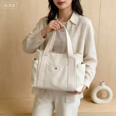 Thickened Canvas Tote Bag Large Capacity Shoulder Bag High-End Versatile Literary Student Book Commuter Bag - 7