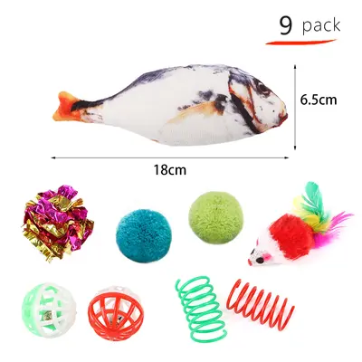 Cat Toy Set with Catnip Fish Toy - 7