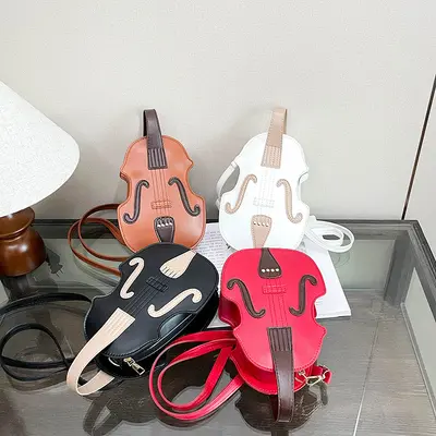 Kadın Gitar Çantası Yağlı Deri Çapraz Askılı Çanta Kişiselleştirilebilir - 5