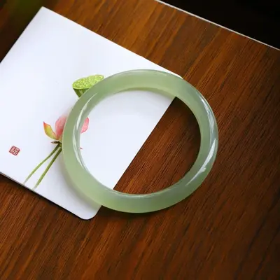Jade-Armband dünn rund natürliches Eissort - 5