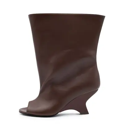 Damen-Keilstiefel mit Fischmaul-Design, kurz