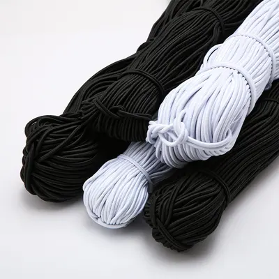 Round Elastic Rubber Band, High Elasticity, Black and White Latex - 3