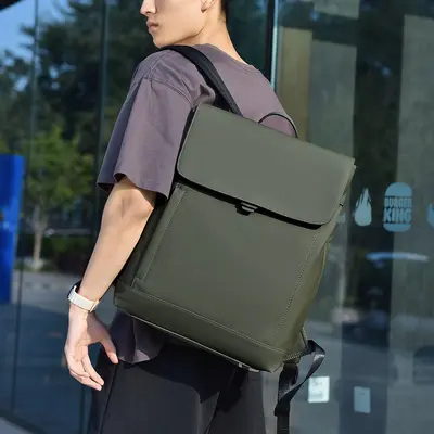 Men's Business Backpack, Waterproof PU Laptop Bag, Expandable - 3