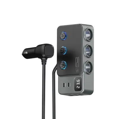 GC06 yeni araba çakmak bir ila üç USB bağımsız anahtar PD süper hızlı şarj 120W araba şarj cihazı