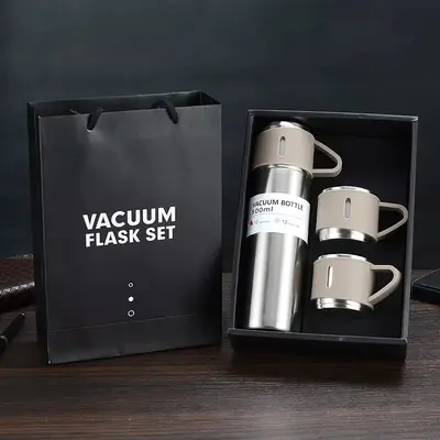 304 stainless steel thermos 3-lid gift set - 7