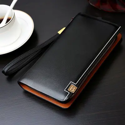 Men's Multifunctional Zipper Clutch Wallet with Multi-Layer Card Holder - 3