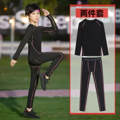 Kids Breathable Quick-Dry Long Sleeve Running Sports Set - 11