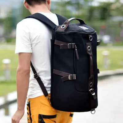 Canvas backpack men's fashion student bag youth travel storage bag computer large capacity backpack crossbody bag - 7