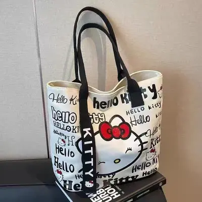 Large Capacity Cute Cartoon Canvas Tote Bag for Women - 8
