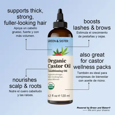 Organic Castor Oil Hair Care Essential Oil, Daily Strengthening Hair Serum
