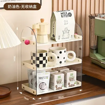 Cosmetics storage rack, desktop, with cup and tea bag compartments - 7