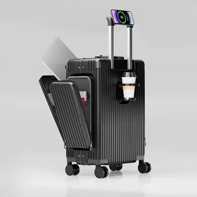 20 inch three-fold front-opening trolley suitcase, large capacity PC hardshell - 9