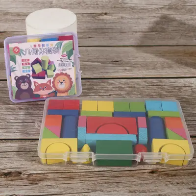 Kindergarten Educational Geometric Solid Set Colorful Building Blocks for Babies - 1