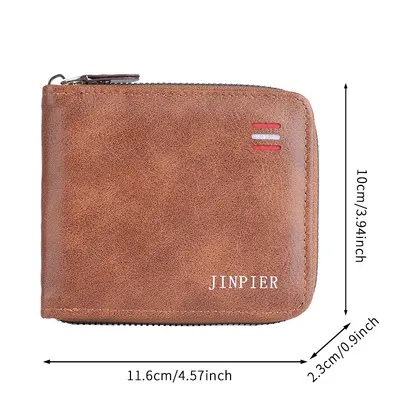 Men's Short Wallet with Multiple Card Slots and Large Coin Pocket - 6