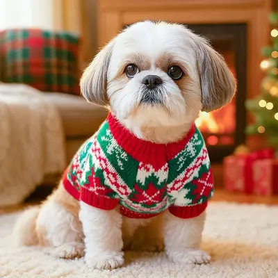 PETCIRCLE Noel evcil hayvan kıyafeti, kedi ve köpek kazağı - 7