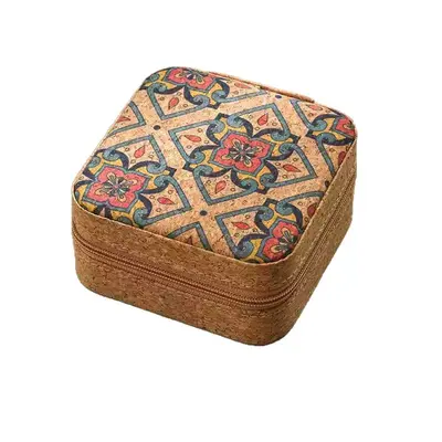 European and American Style Leather Jewelry Storage Box with Mirror Zip Hard Case Portable Travel Earring Ring Jewelry Organizer