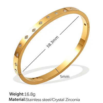 Titanstahl-Armband mit Sechsstern-Verschluss, 18k vergoldet - 10